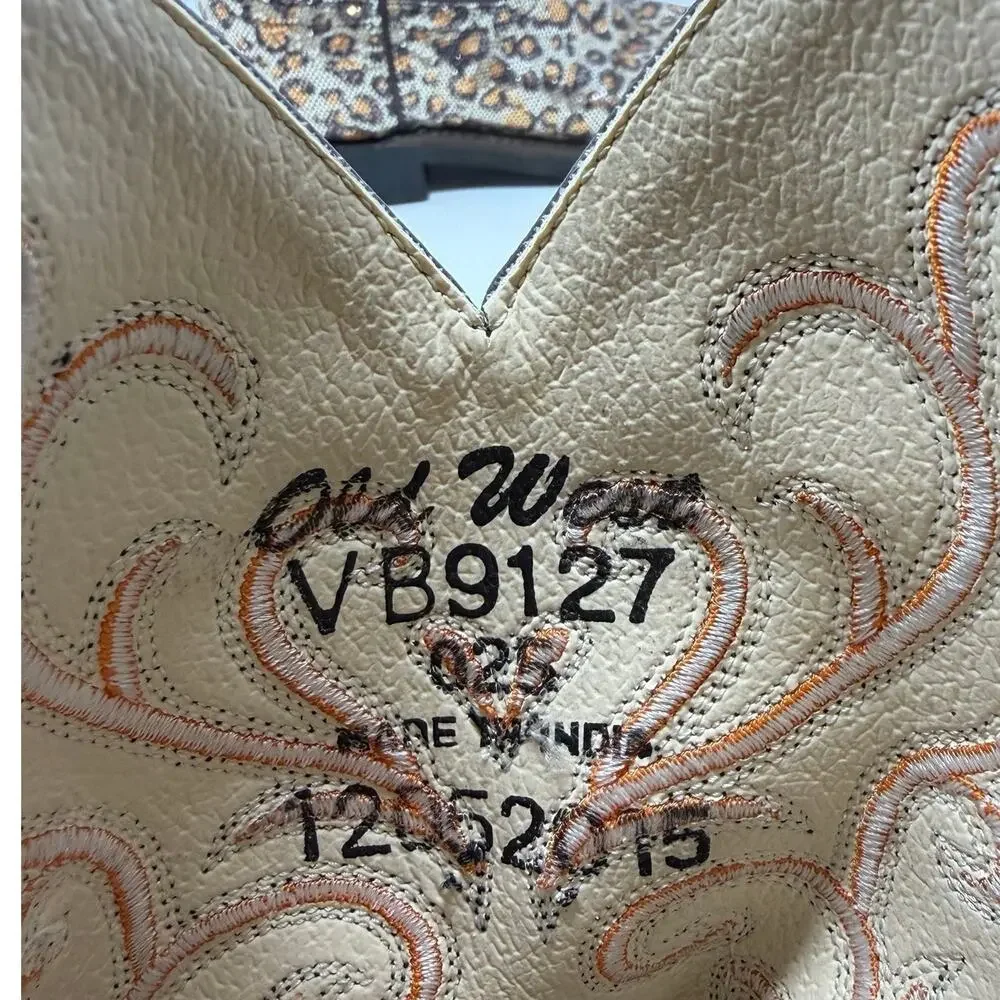 Old West Girls Brown Leopard Cowboy Boots Size 12